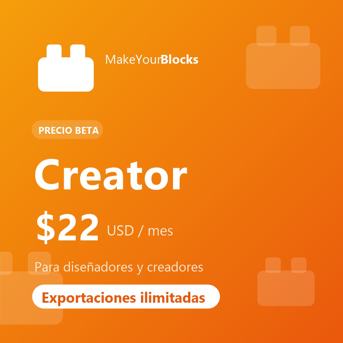 Plan Creator, 22 dólares al mes